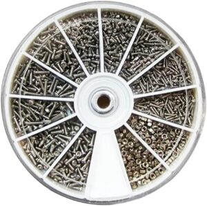 61NKZywSuLL._AC_SL1001_ مجموعة براغي صغيرة للساعات والنظارات (من الفولاذ المقاوم للصدأ) | لإصلاح الساعات والنظارات وصواميل الملحقات الإلكترونية، مع صندوق تخزين منظم، متوافقة مع أجهزة متعددة، وأدوات إصلاح دقيقة.