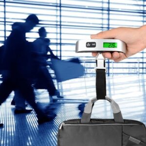 61X3IWYW6VL ميزان أمتعة (حتى 50 كجم) مزود بحزام نايلون وشاشة بإضاءة خلفية LED.