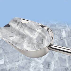 61c9BXQS68L._AC_SL1500_ مغرفة ثلج من الفولاذ المقاوم للصدأ مع حلقة تعليق، 21 سم | مقاومة للصدأ، متعددة الاستخدامات، سطح مصقول، عمق 5 سم، مناسبة لغرف الدقيق والثلج