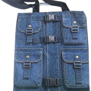 حقيبة تسوق قماشية (Tote Bag) بطبعة ثنائية الأبعاد بنمط سترة كلاسيكية، سعة كبيرة (40×35 سم) تصميم متعدد الجيوب، قابلة لإعادة الاستخدام، طباعة على الوجهين، قابلة للطي وخفيفة الوزن، تتسع لجهاز كمبيوتر محمول مقاس 15 بوصة