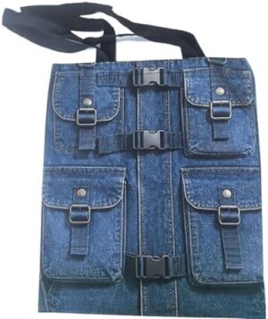 41QE7bivOtL._AC_SX466_ حقيبة تسوق قماشية (Tote Bag) بطبعة ثنائية الأبعاد بنمط سترة كلاسيكية، سعة كبيرة (40×35 سم) تصميم متعدد الجيوب، قابلة لإعادة الاستخدام، طباعة على الوجهين، قابلة للطي وخفيفة الوزن، تتسع لجهاز كمبيوتر محمول مقاس 15 بوصة