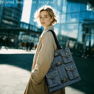 51286EHPv6L._AC_SX466_ حقيبة تسوق قماشية (Tote Bag) بطبعة ثنائية الأبعاد بنمط سترة كلاسيكية، سعة كبيرة (40×35 سم) تصميم متعدد الجيوب، قابلة لإعادة الاستخدام، طباعة على الوجهين، قابلة للطي وخفيفة الوزن، تتسع لجهاز كمبيوتر محمول مقاس 15 بوصة