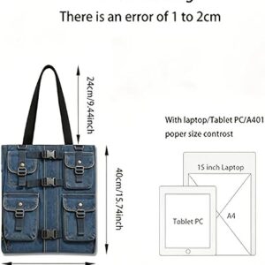 51lYadwV8CL._AC_SX466_ حقيبة تسوق قماشية (Tote Bag) بطبعة ثنائية الأبعاد بنمط سترة كلاسيكية، سعة كبيرة (40×35 سم) تصميم متعدد الجيوب، قابلة لإعادة الاستخدام، طباعة على الوجهين، قابلة للطي وخفيفة الوزن، تتسع لجهاز كمبيوتر محمول مقاس 15 بوصة