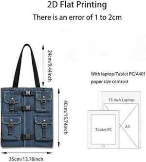 51lYadwV8CL._AC_SX466_ حقيبة تسوق قماشية (Tote Bag) بطبعة ثنائية الأبعاد بنمط سترة كلاسيكية، سعة كبيرة (40×35 سم) تصميم متعدد الجيوب، قابلة لإعادة الاستخدام، طباعة على الوجهين، قابلة للطي وخفيفة الوزن، تتسع لجهاز كمبيوتر محمول مقاس 15 بوصة