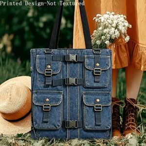 61fZvX4znNL._AC_SX466_ (1) حقيبة تسوق قماشية (Tote Bag) بطبعة ثنائية الأبعاد بنمط سترة كلاسيكية، سعة كبيرة (40×35 سم) تصميم متعدد الجيوب، قابلة لإعادة الاستخدام، طباعة على الوجهين، قابلة للطي وخفيفة الوزن، تتسع لجهاز كمبيوتر محمول مقاس 15 بوصة
