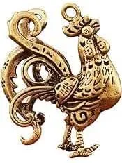 -1PC- (Small Pendant - Rooster -Code177-17x51x54mm) Statue Ornament Solid Copper Miniature Figurines Handmade Craft Living Room Office Home Decor and keychain-B0D8PRZSCQ