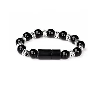 (1PC) Bead Pure Color Bracelet USB Cable Universal Mobile Phone ipad Charger For IOS Sync Data Fast Charging Cord(Type IOS Only With Sliver Rings)-B0C7ZT21L2