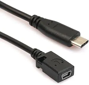 1pcs 90 Degree Type C to Mini USB Extension Cable Mini USB Female to USB C Male Charging Sync Adapter Cable Cord for Laptop (Straight)-B0DHYM37H2