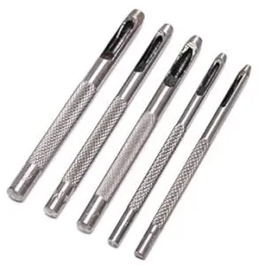 5Pcs/Lot Silver Steel Leather Round Shape Hole Punch Kit Belt Watch Band Hollow DIY Tool With Box-B0CFZM31FK