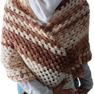 Handmade Crochet Shall Scraf in Mix Colourful Cape Shawls Wraps Granny Shall Womens Coat Sweater (XL) 185 * 130 cm As Shown شال كتف للسيدات مصنوع يدويا من خيوط الكروشيه بطول 185سم --B0DJNYFFGT