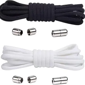 2 Pairs No Tie Elastic Shoelaces, Adjustable Elastic Running Shoe Laces Tieless Laces with Metal Buckles for Kids, Adults-B0B7CMJF7D
