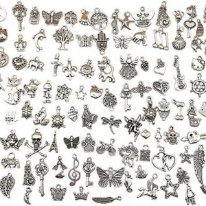 Silver Charm,50 Pieces Mixed Charms Pendants Silver-Charms Craft Supplies for Earrings Necklace Bracelet Jeweler DIY-B0C5G7NFH7