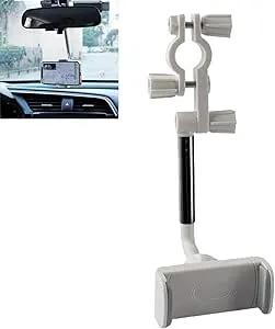 Pukdaswr 360° Rearview Mirror Phone Holder, Universal Car Phone Holder Mount, Car Rearview Mirror Mount Phone and GPS Holder, for 4.0-6.1 inch Mobile Phones (White, 1PC)-B092D3N9RN
