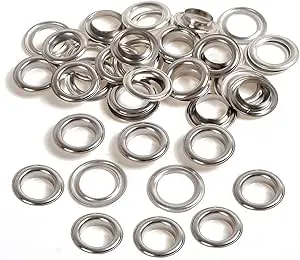 100 Sets Metal Eyelet Grommet Ring Kit for Garment Canvas Sewing Accessories Silver - (Dia. 6mm)-B0C2HW5S6Y