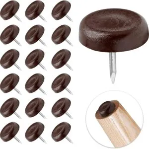 24 PCS Nylon Furniture Sliders, Brown Nail On Furniture Glides Sliders Round 30mm x 20mm Furniture Legs Feet Floor Protecto-B0DHLD51GSrs Nail Pads for Table Chair Legs