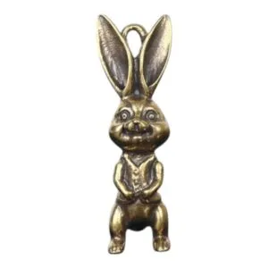 Zodiac Animal Rabbit Figurines Brass Car Keychain Pendants Vintage DIY Lanyard Hanging Jewelry Women Men Keyring Decoration Gift--B0BVN2GZBF