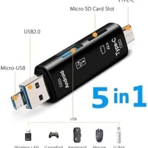 5 in 1 Multifunction Usb 2.0 Type C/Usb/Micro Usb/Tf/SD Memory Card Reader-B0BT5X8P6B