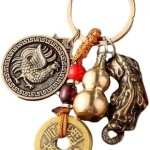 [1Pcs] Chinese Traditiona Money Drawing Pi Xiu Keychain Automobile Hanging Ornament Qing Dynasty Five Emperors' Coins Cinnabar Gourd (ACLJY486-10)B0D6GLTB63
