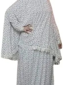 2 Piece Patterned Prayer Drop Cotton Feel Comfortable Fiber Material - Islamic Set High Quality Lace Tablis from 70k to 120k white X small Blue flowers-B0DSPXZYVL