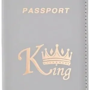 1Pcs Crown Print PU Passport Covers Passport Protector Passport Holder Flight Ticket Holder ID Credit Card Holder Travel Accessories (King, Gray)-B0DS6KGZSY