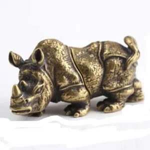 Mini Copper Rhino Sculpture Handmade Crafts Brass Rhinoceros Figurines Vintage Animal Statue Home Office Table Decor Ornament-B0BRNWHB19