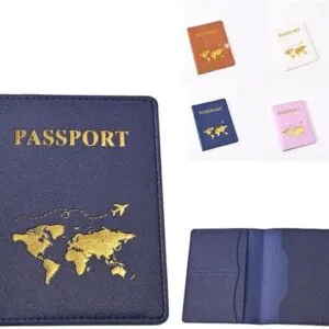 غطاء جواز سفر جديد بسيط وعصري حامل جواز سفر رفيع للسفر، محفظة هدية من جلد البولي يوريثين، حافظة بطاقات للجنسين (ازرق داكن)-B0F59SLB92