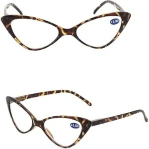 Women Cat Eye Reading Glasses Anti Blue Light Magnifying Computer Glasses Clear Lens Black Leopard Frame Plus Reading Glasses + Fantastic Glasses case-B0DPXYR2YZ