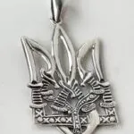 B0DRSWL2RY- (1 Pc) Vintage Silver-Tone Ukrainian Trident Necklace for Men Statement Street Ride Party Jewelry Accessories AL21164-Silver