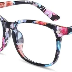 (B0FFZB2Q6R) Rivet Anti Blue Light Glasses Frame For Men Women Retro Transparent Optical Spectacle Eyeglass Computer Blue Blocking Eyewear - Frame Color: C5 -Colored - L14.1Cm* lens higher 4.7cm