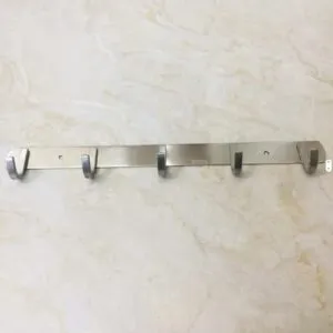 B0FZKMSW2C-(1pcs) Stainless Steel Wall Mount Coat Rack with 5 Hooks - Heavy Duty Modern Hanger for Entryway, Bathroom, Kitchen, a nd Bedroom – Rustproof Brushed Finish Length: 36.5 cm