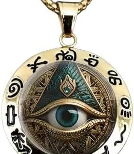 قلادة أنيقة على شكل عين مصرية مع سلسلة من سبائك ذهبية اللون - تصميم هيروغليفي معقد، مثالي لعيد الهالوين والكريسماس وأعياد الميلاد-B0G4JT5JXF
