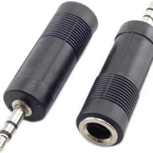 محول صوت من 3.5 ملم إلى 6.35 ملم، محول مقبس ستيريو من أنثى إلى ذكر، أسود (قطعتان - أسود)
