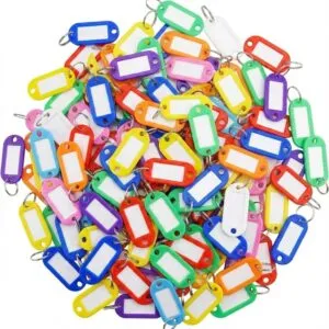 علب مفاتيح بلاستيكية مزودة بحلقات، متعددة الألوان، مع نافذة لكتابة اسم المستخدم عليها، مناسبة للمفاتيح، الأمتعة، أطواق الحيوانات الأليفة، حقائب الظهر، ألوان متنوعة، 10/25/50/100 قطعة (10 قطعة متنوعة)